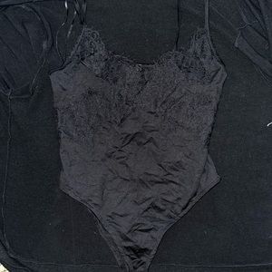 Francesca’s | Black Lace Trim Bodysuit | New with Tags